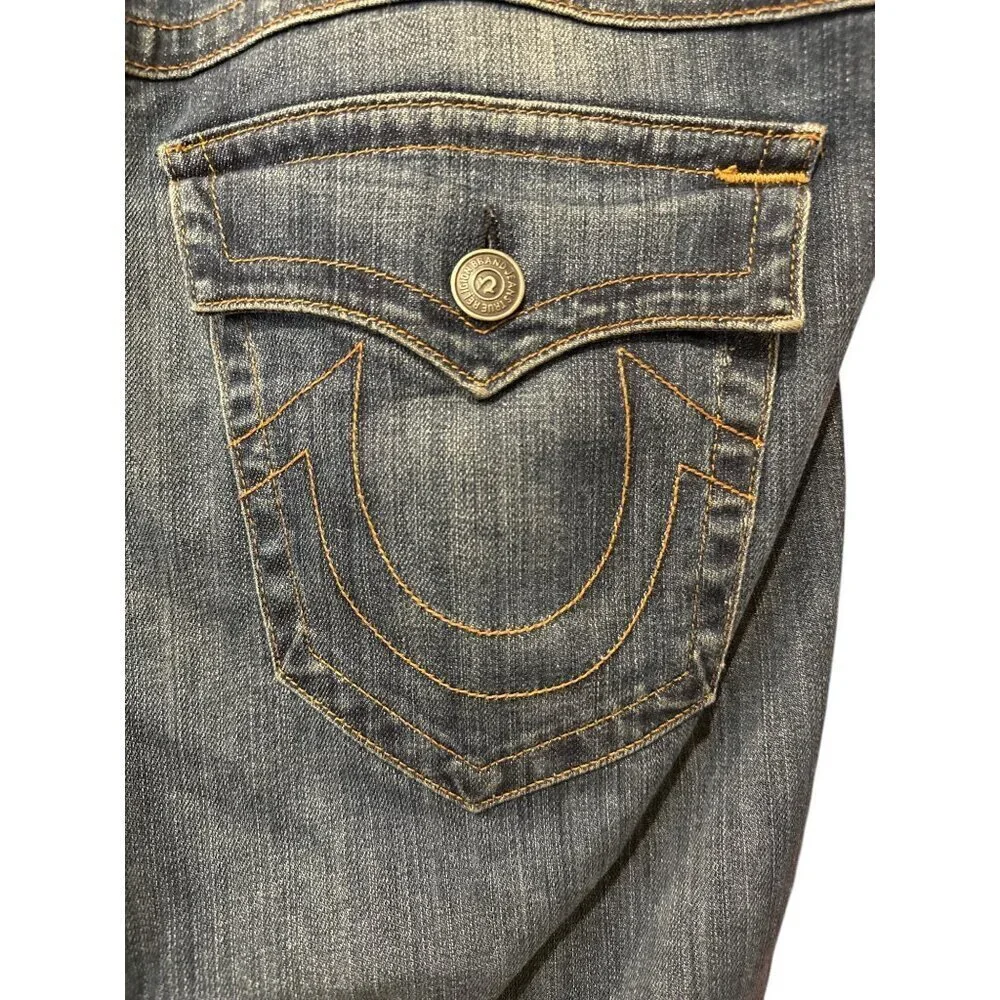 True Religion Men's Size 38 Ricky Relaxed Strait Made In USA Thick Stitch Preown